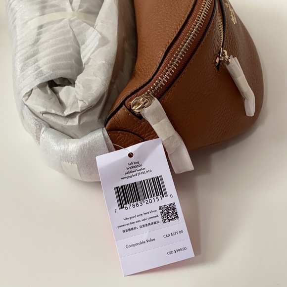 ♠️Kate Spade Leila Leather Belt Bag Fanny Pack Warm Gingerbread Tan NWT - Picture 9 of 10